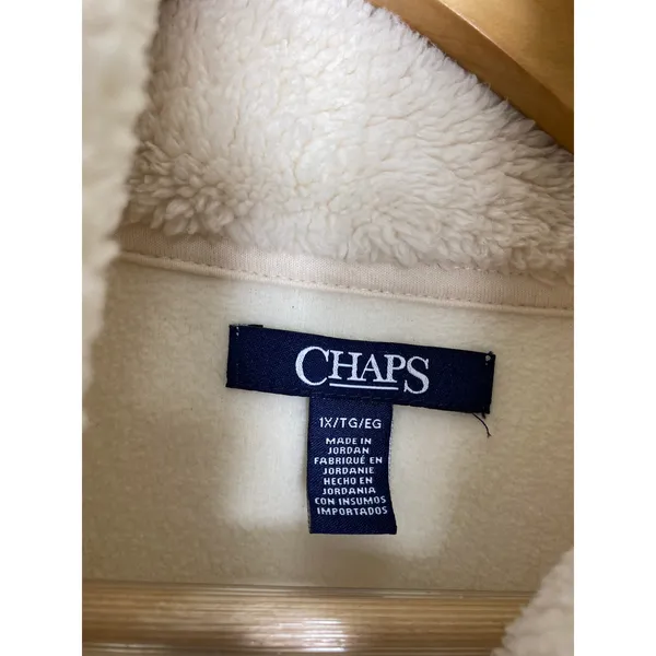 Chaps‎ Womens Cream Brown Sherpa Full Zip Vest Plus Size 1X EP3011 - Image 5