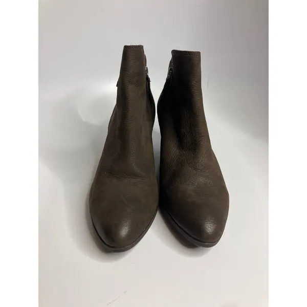 Frye Ankle Boots Womens 8.5 Brown Excellent Leather Pointed Toe Side Zip Booties - Image 2
