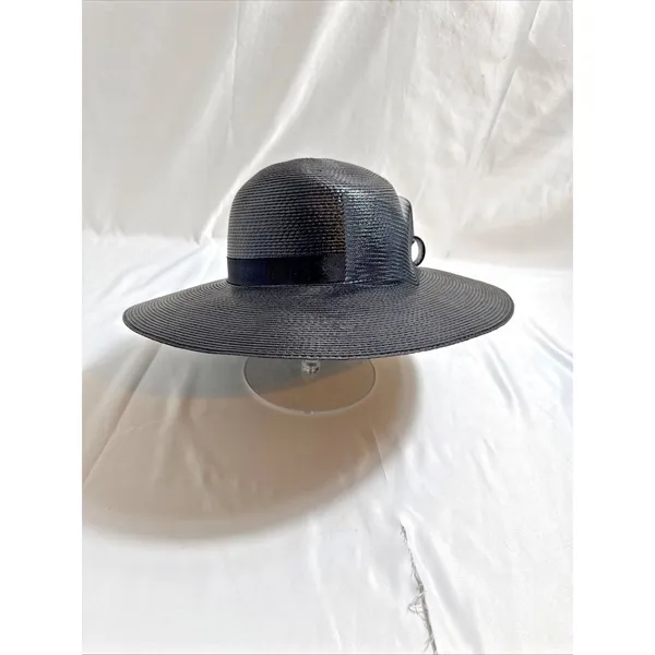 Nike Women's ROC Black Church Hat with Bow Size 6 1/2 Wide Brim - Image 2
