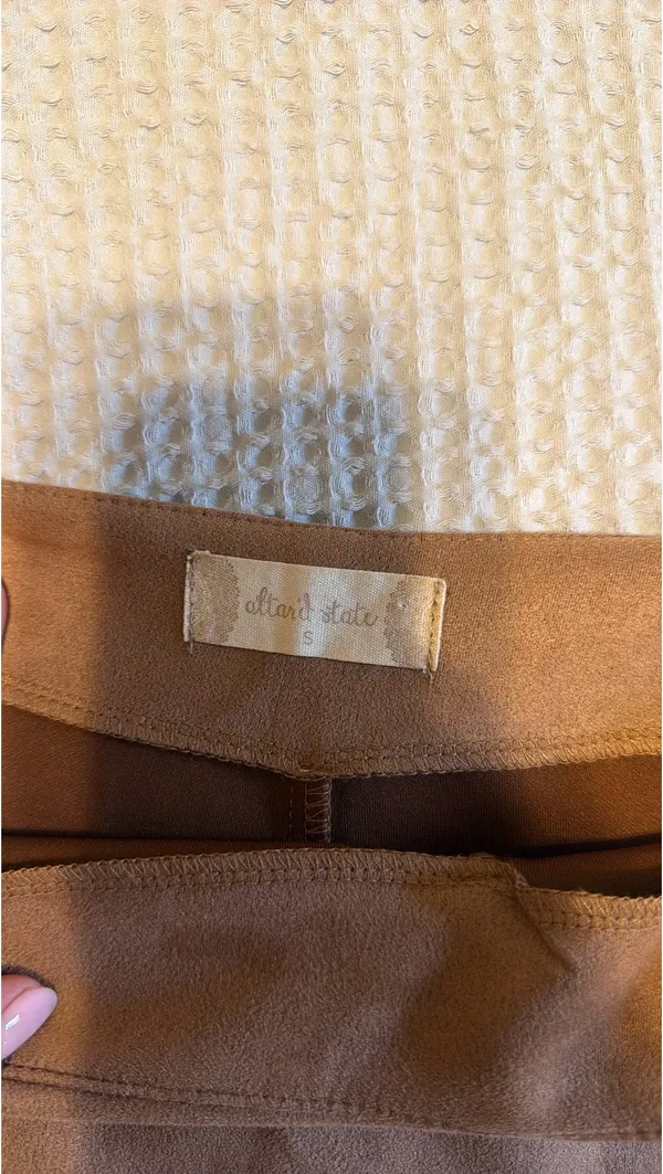 Camel Faux Suede Wrap Skort | Size S - Image 3