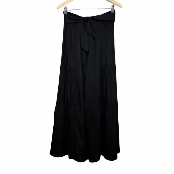 Patrons of Peace Womens S Black Wide Leg Palazzo Pants Tie Waist Boho Rayon - Image 2