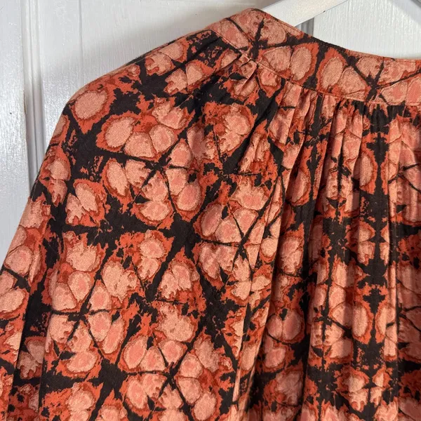 Anthropologie Porridge Peasant Blouse Top Smocked waistband Cuffs Tie W2056 Sz M - Image 8
