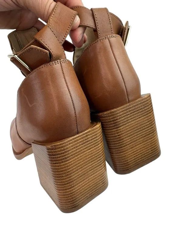 *Free People Brady Buckle Shoe Boot Womens Size 41 Cognac Brown Leather Buckle - Image 6