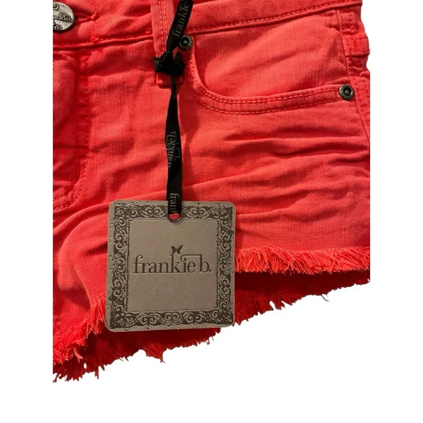 Franky B. NWT Low Rise Red/Pink Denim Jean Shorts Size 26 Cutoff Casual Summer - Image 3