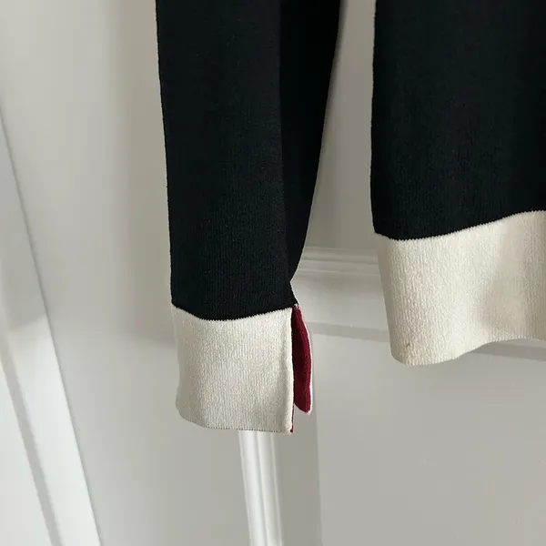 The Limited Colorblock Knit Top Black Cream Size M - Image 4