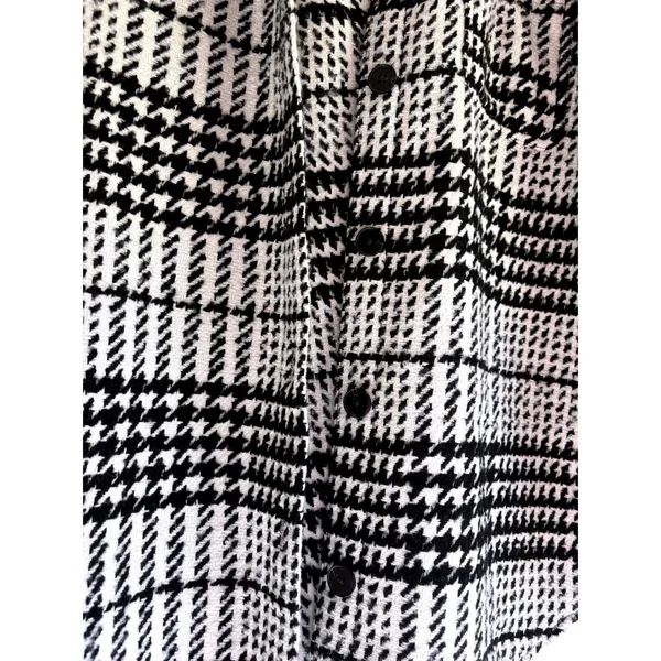Express Womens Black White Houndstooth‎ Plaid Shacket Shirt Jacket Size M - Image 5