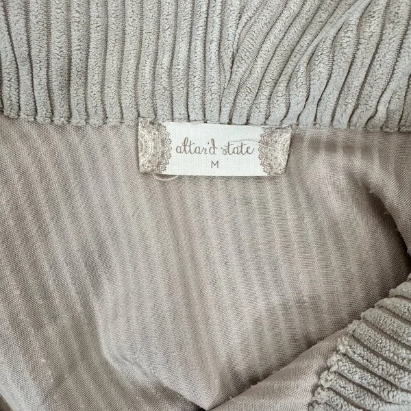 Altard State Cropped Corduroy Hooded Jacket Zipper Front Light Tan Beige Medium - Image 8