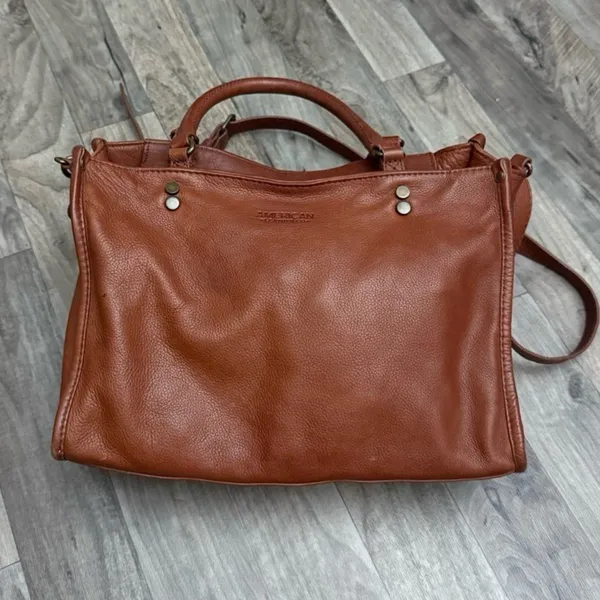 American Leather Co Long Beach Satchel Crossbody Bag Brandy Brown - Image 2