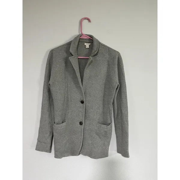 J Crew Sweater Blazer Cotton Gray Size S - Image 3