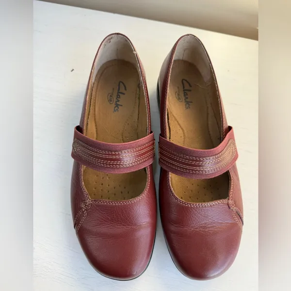 Clarks Active Air Burgundy Red Leather Mary Jane Shoes Women's 7W - Image 10
