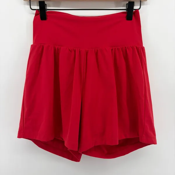 Halara SoftlyZero Airy Super High Waisted Cool Touch Flowy Yoga Shorts Med Red - Image 2