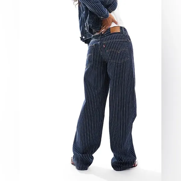 Anthropologie Levi’s Women’s Baggy‎ Pinstriped Dad Jeans Size 30x30 - Image 14