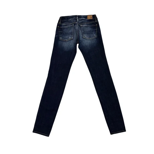 American Eagle Distressed Denim Blue Skinny Jegging Jeans Size 00 - Image 4
