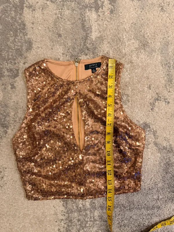 Privy Rose Gold Sequin Crop Top - Image 5