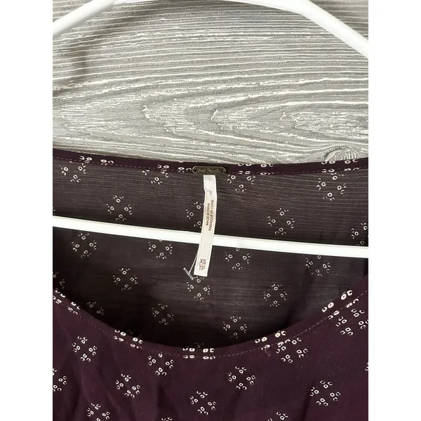 Free People Baby Dee Dress Maroon A Line Burgundy XS Retro‎ Geometric - Image 3