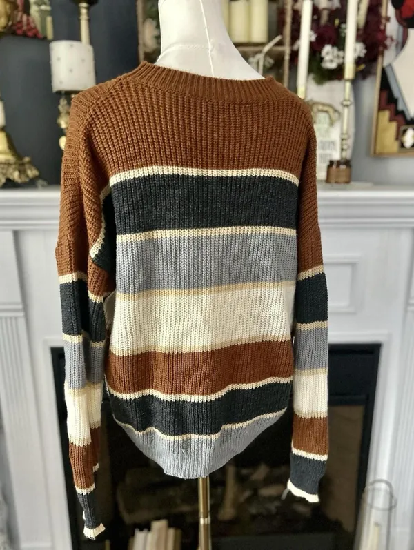 Shein Size Large Women’s Sweater In Earth Tones, Long Sleeve Cozy Knit - Image 4