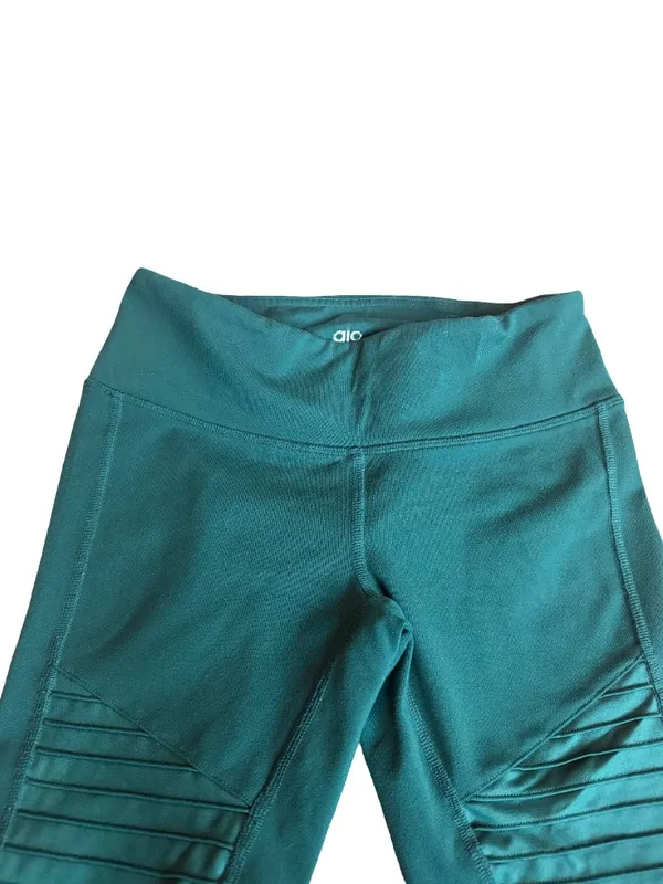 Alo Yoga High-Waisted Moto Leggings Greem Stretch Ankle Length Workout Size XS - Image 8