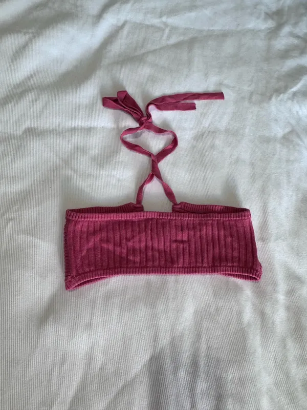 Pink Urban Outfitters Knit Bandeau Top - Image 3