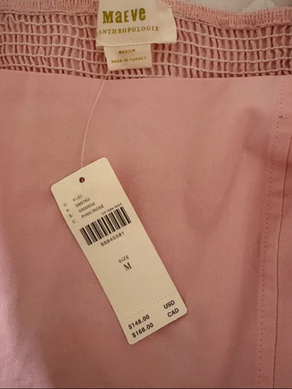 Anthropologie Puff Sleeve Square-Neck Mini Dress in Blush Pink - Image 5