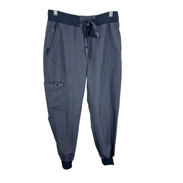 MED‎ COUTURE Touch Gray Slat Heather Drawstring Jogger Scrub Pants Size XSP - Image 2