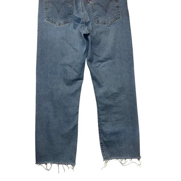Levis Ribcage Straight Ankle Jeans Womens 32 Medium Wash Distressed Button‎ Fly - Image 9