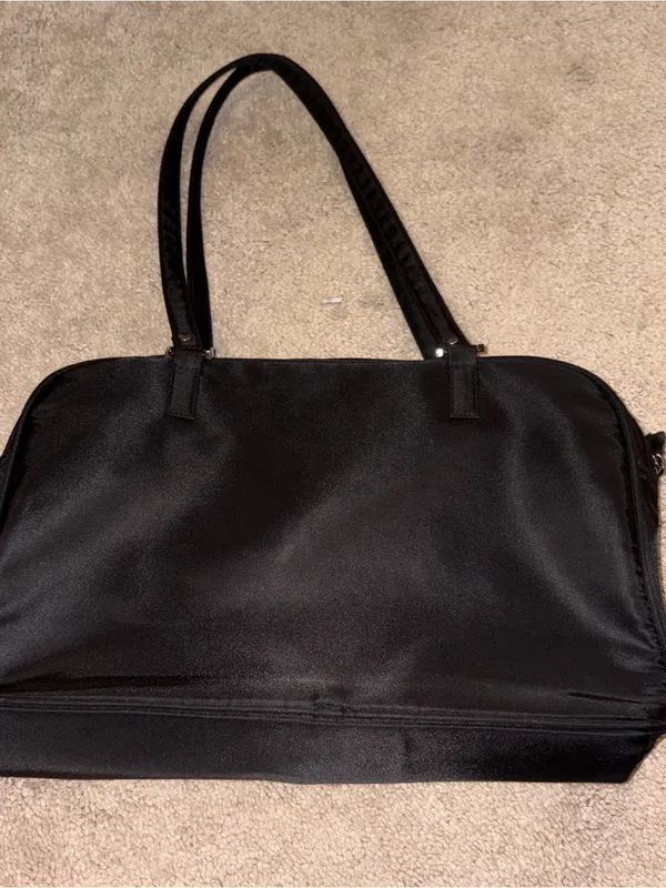 Classic Black Women's Shoulder Bag with Front Buckle Pockets - Image 3