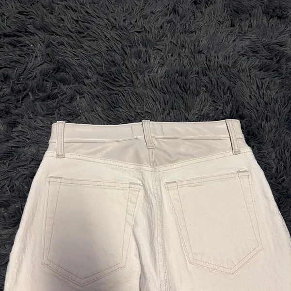 Abercrombie & Fitch faux leather top High Rise Cream 90s ultra highrise Jean 27 - Image 12