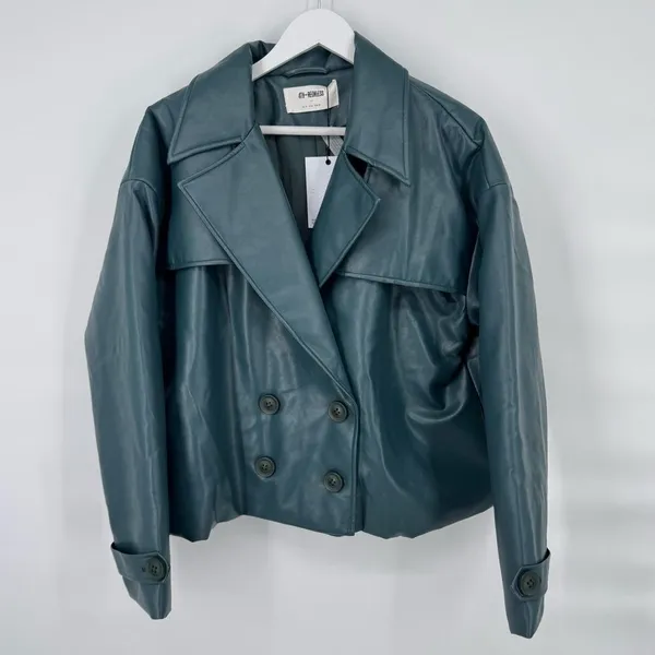 4th & Reckless PU double‎ breasted Victoria jacket in teal XL - Image 4