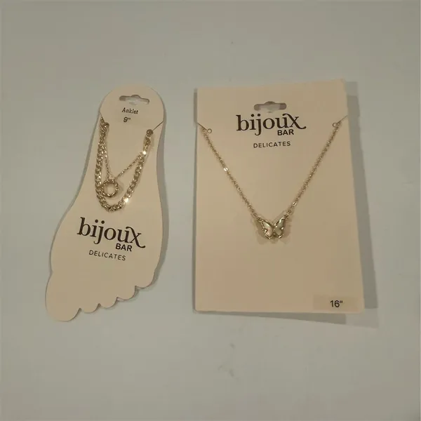 $28 Bijoux Bar Delicates Butterfly Necklace extended Layered Anklet Set Gold - Image 3