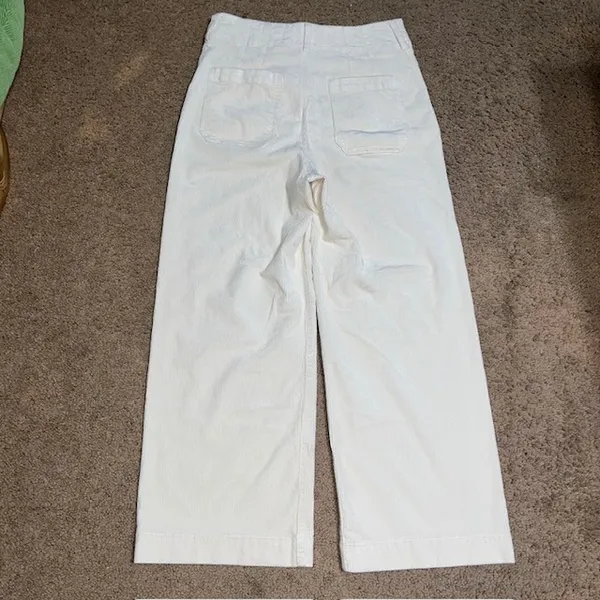 Anthropologie Maeve The Colette Corduroy Ankle Cropped Wide‎ Leg Pants Cream 29 - Image 5