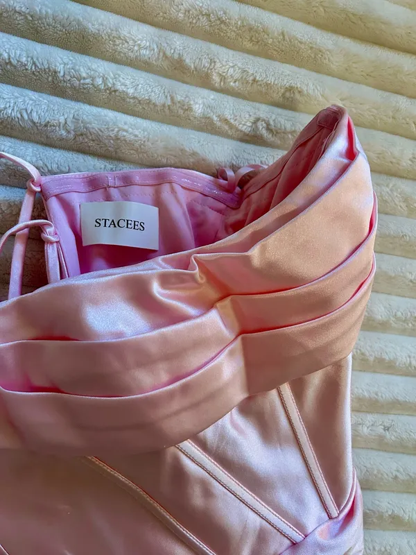 NWT Stacee’s Pink Satin Strapless Corset Bodycon Mini Dress - Image 7