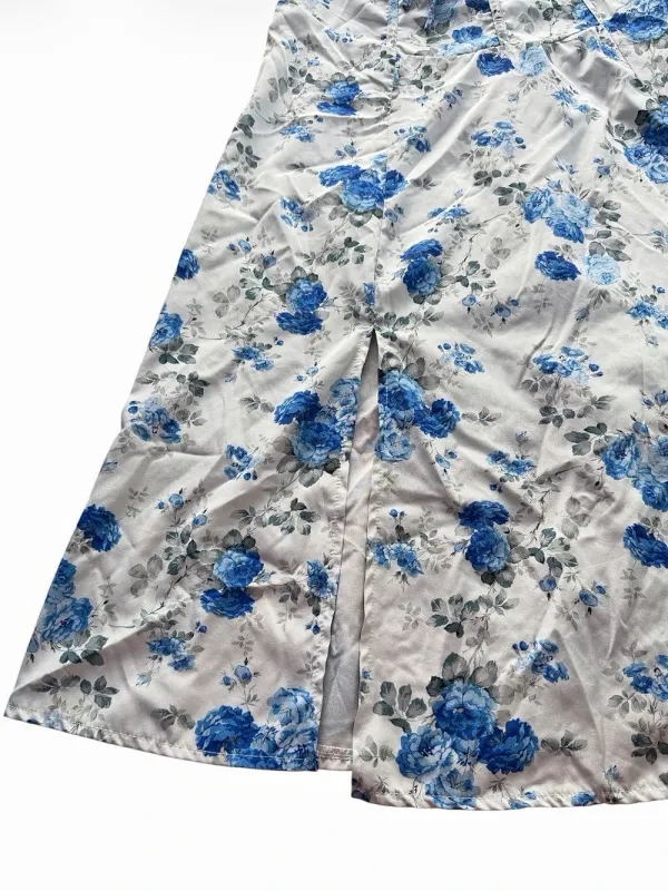 SHEIN Curve 0XL Blue Floral Lace-Up Back Slit Maxi Dress Bustier Corset - Image 5