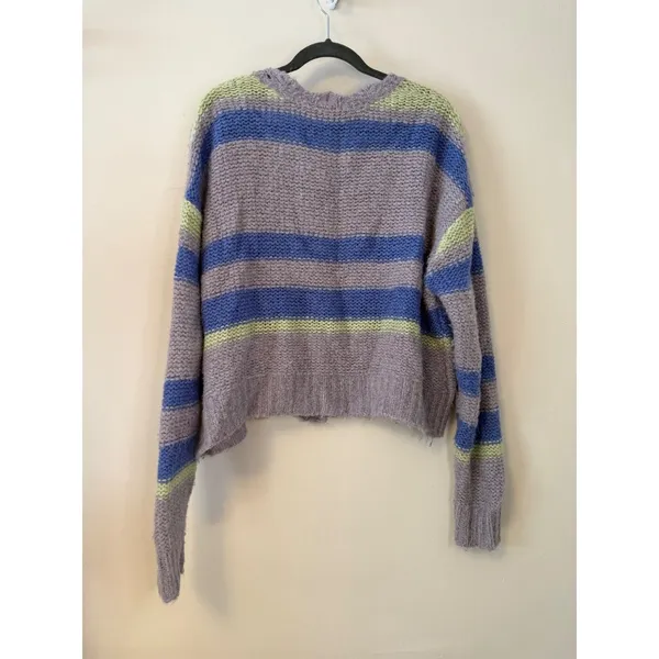 Free People Fine Time Cardigan in Neptune Striped Alpaca Blend Medium - Image 6