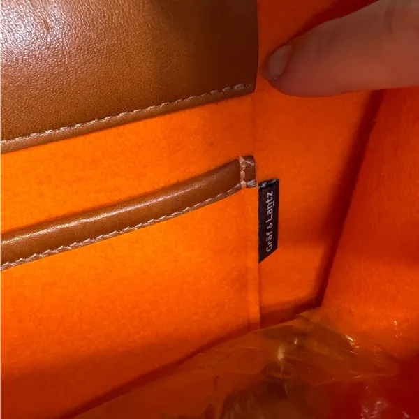🧡 Graf Lantz Orange Felt Leather Trim‎ Tote Bag OS 🧡 - Image 7