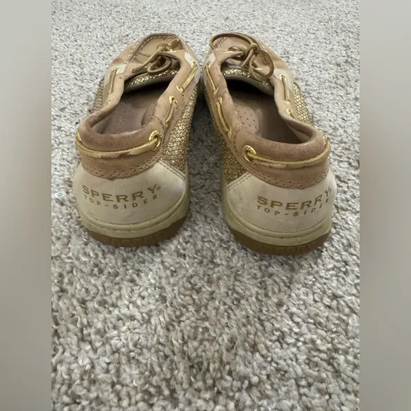 Sperry Angelfish Brown Leather Metallic Boat Shoes | Women's Nautical Loafers - Image 3