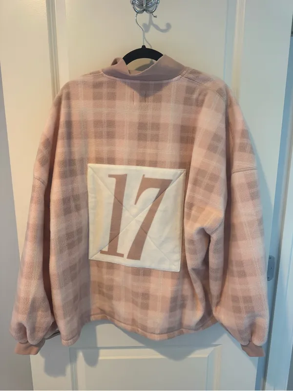Boys Lie Alex On My Team A1 Quarter Zip Pullover Pink Plaid - Image 7