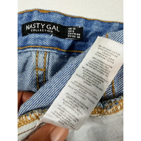 Nasty Gal Jeans Women 8 Blue Straight Leg Organic Cotton Denim High Rise - Image 11
