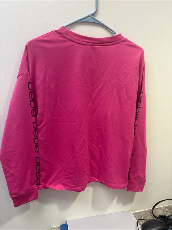bebe Hot Pink Logo Crewneck Sweatshirt - Image 3