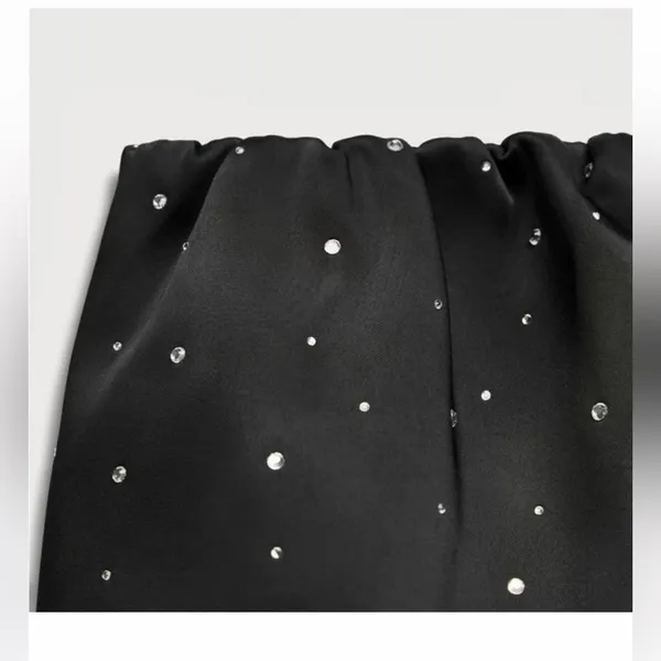Zara NWT satin rhinestone black satin strapless bubble tube top holiday party - Image 8