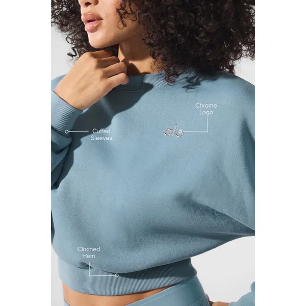 Alo Yoga Cropped Accolade Crewneck Celestial Blue XS - Image 3