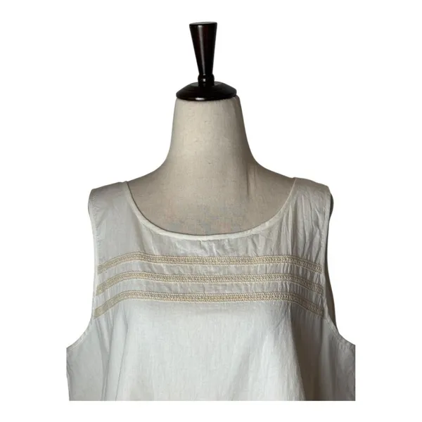 Lilla P Tank Top Women Large White Cotton Lace Double‎ Layer Shell NWT Boho - Image 3