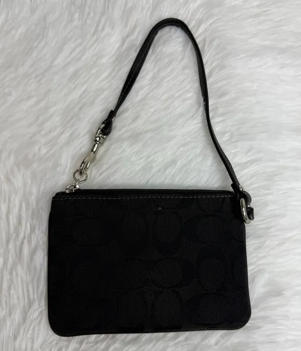 COACH Black Signature Canvas Wristlet - Image 2
