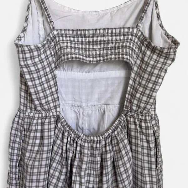 Hollister Co. White & Gray Plaid Playsuit / Romper - Size M - Image 4