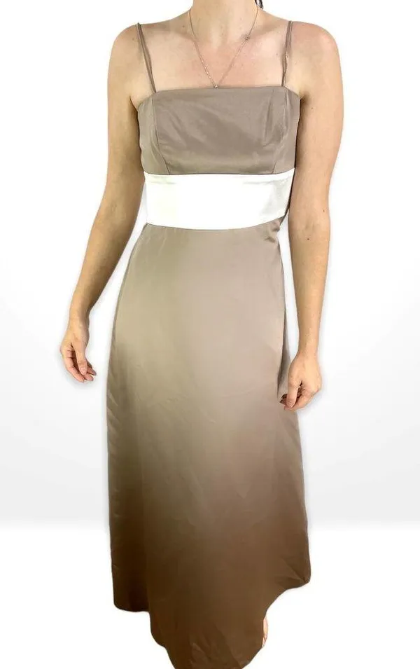 00s THREAD Vintage Brown White Striped Spaghetti Strap Maxi Gown - Image 8