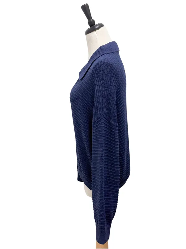 Free People Beach Blue Carter Ribbed Knit V Neck Sweater Shorts Coop Set Large - Image 4