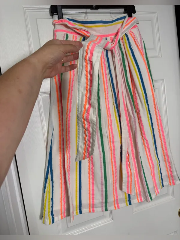 Boden Cathy Midi Skirt Multicolor Stripes Lined Size 6 White - Image 7