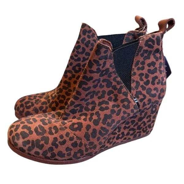 Toms Kelsey Cheetah Print Suede Pull On Chelsea Boots 9‎ Animal - Image 2