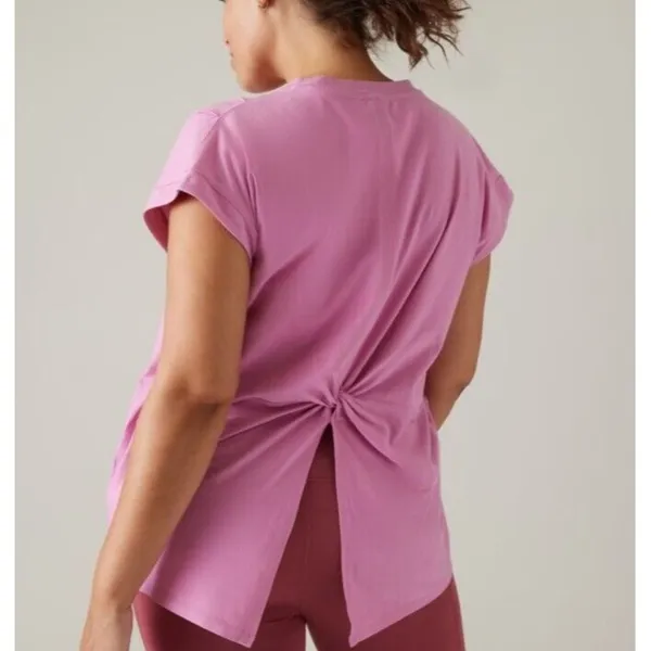 Athleta M Outbound Twist Tee Shirt Top Supima Cotton Size Medium Maritima Pink - Image 5