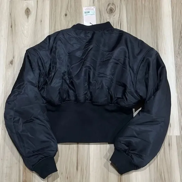 NEW Missguided Corset Elastic Crop Bomber Coat Jacket Black Women’s 2 - Image 3