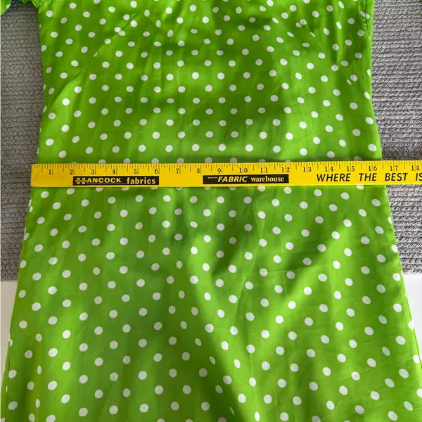 Vintage 1960s Handmade Lime Green White Polka Dot Column Maxi Dress and Scarf - Image 8